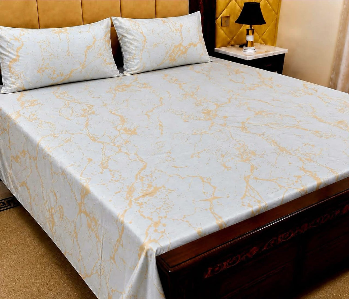 King Size Pure Cotton Bed Sheet 3Pc Set | Export Quality | 10 Designs | 90x95"