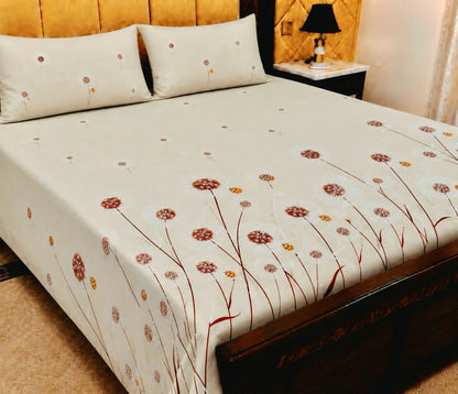 King Size Pure Cotton Bed Sheet 3Pc Set | Export Quality | 10 Designs | 90x95"