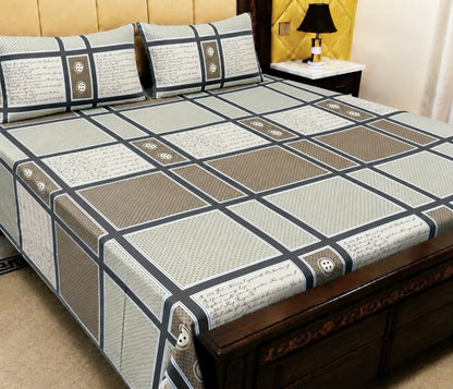 King Size Pure Cotton Bed Sheet 3Pc Set | Export Quality | 10 Designs | 90x95"