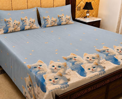 King Size Pure Cotton Bed Sheet 3Pc Set | Export Quality | 10 Designs | 90x95"