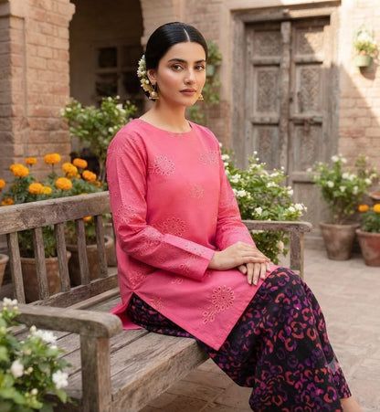 BONANZA Brown Chikan Kari Lawn Suit – Fabric Detail