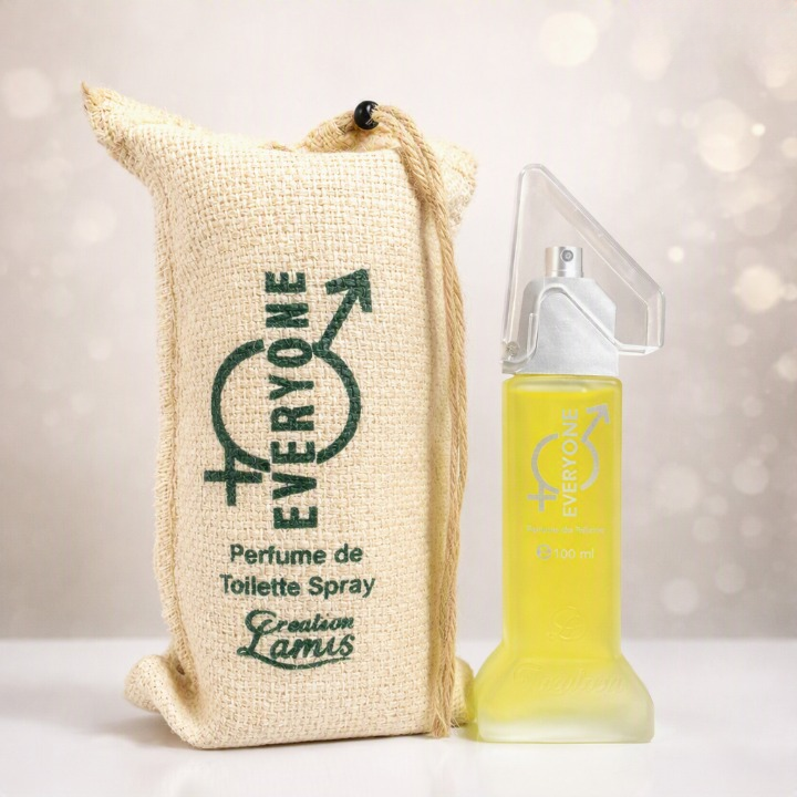 Creation Lamis Everyone 100ml spray with branded jute storage pouch side view