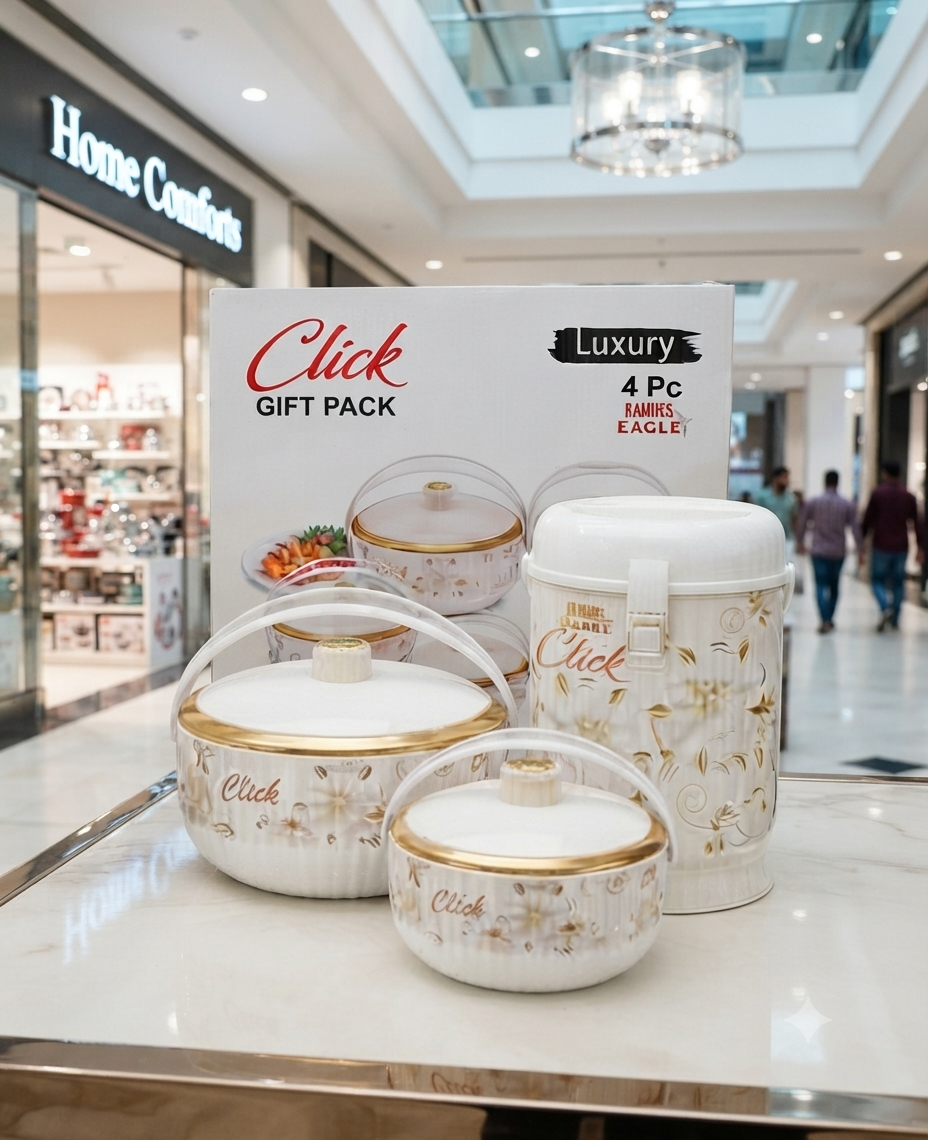 Click Luxury Gift Pack complete set with box - 4 pieces white gold design