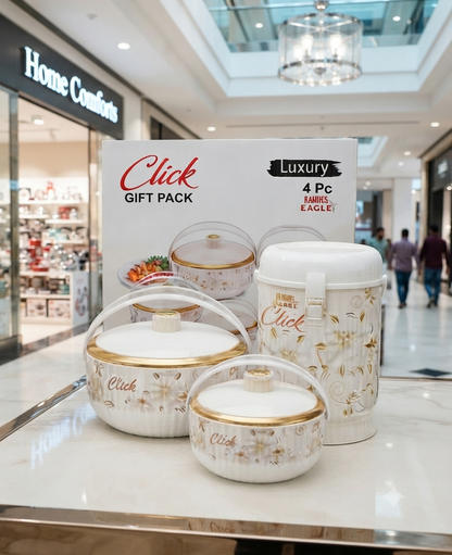 Click Luxury Gift Pack complete set with box - 4 pieces white gold design