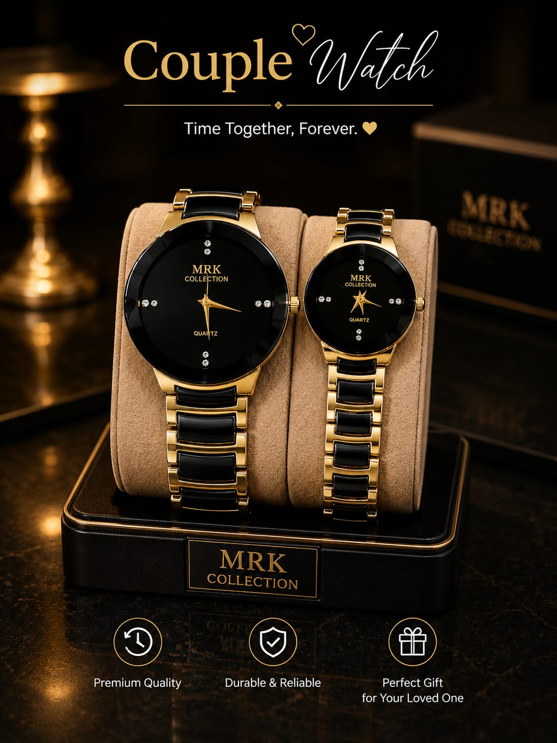 MRK Collection couple watch – gold & black variant pair