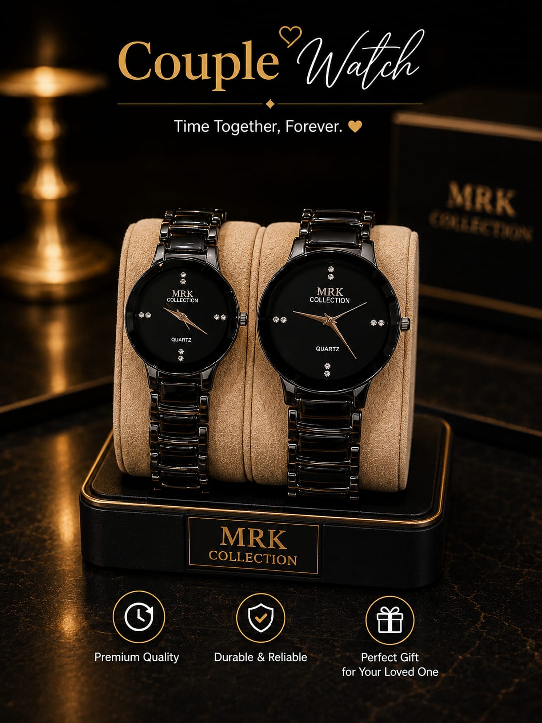 MRK Collection couple watch – all black variant pair