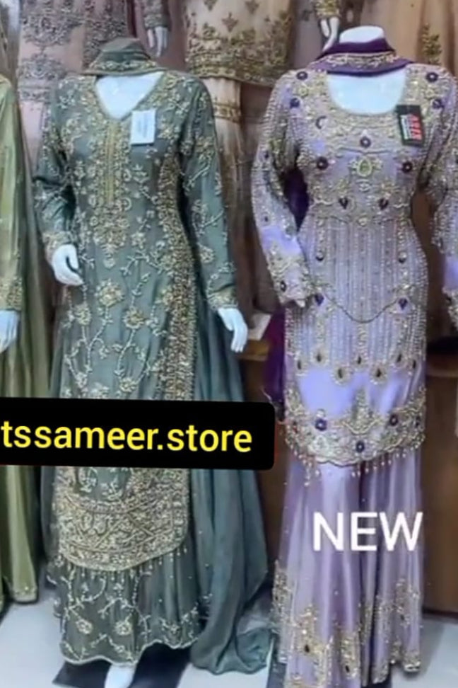 Rust Brown Heavy Embroidered 3PC Formal Suit – Front View on Mannequin