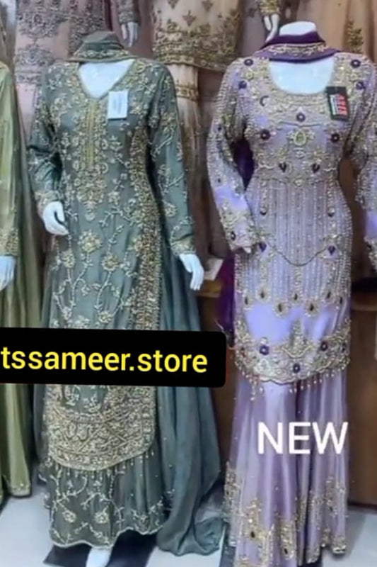 Rust Brown Heavy Embroidered 3PC Formal Suit – Front View on Mannequin