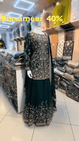 Dark Green Heavy Embroidered Sharara 3-Piece – Formal & Wedding Wear