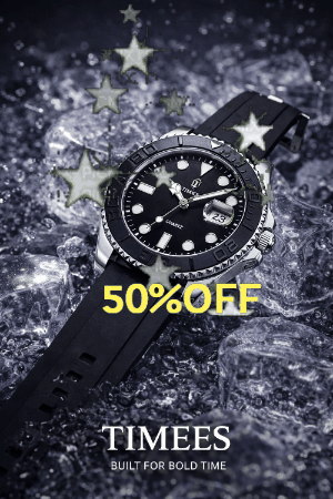 Timees Quartz Diver Watch | Black Dial | Rubber Strap | Date Display – Built For Bold Time