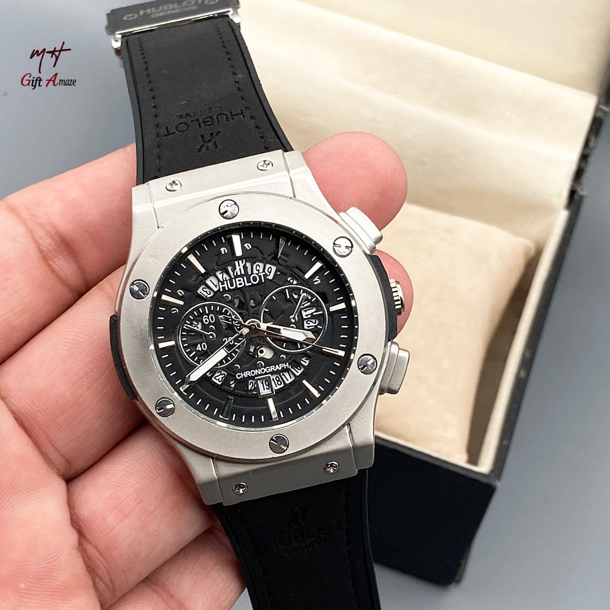 Hublot Big Bang Chronograph Blue Strap Front View