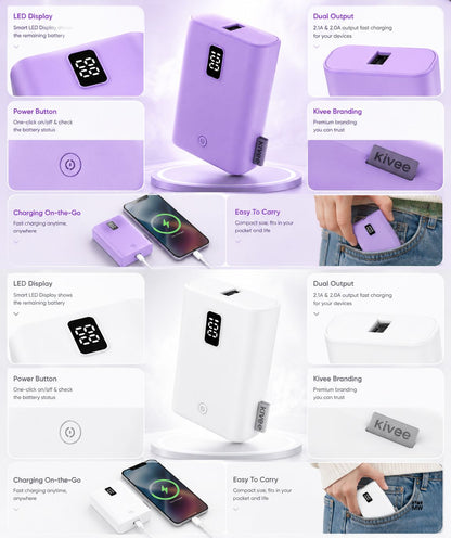Kivee PT58P 10000mAh Powerbank Purple Box Pack Premium Packaging