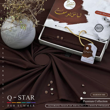 Q-Star Royal Blue fabric with buttons and Libas-e-Yousaf gift box