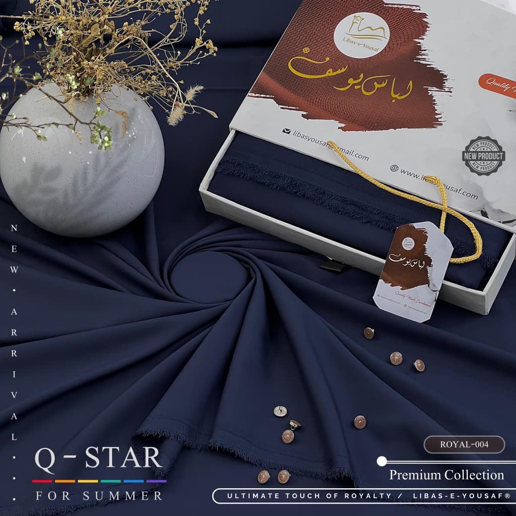 Q-Star Bottle Black fabric with buttons and Libas-e-Yousaf gift box
