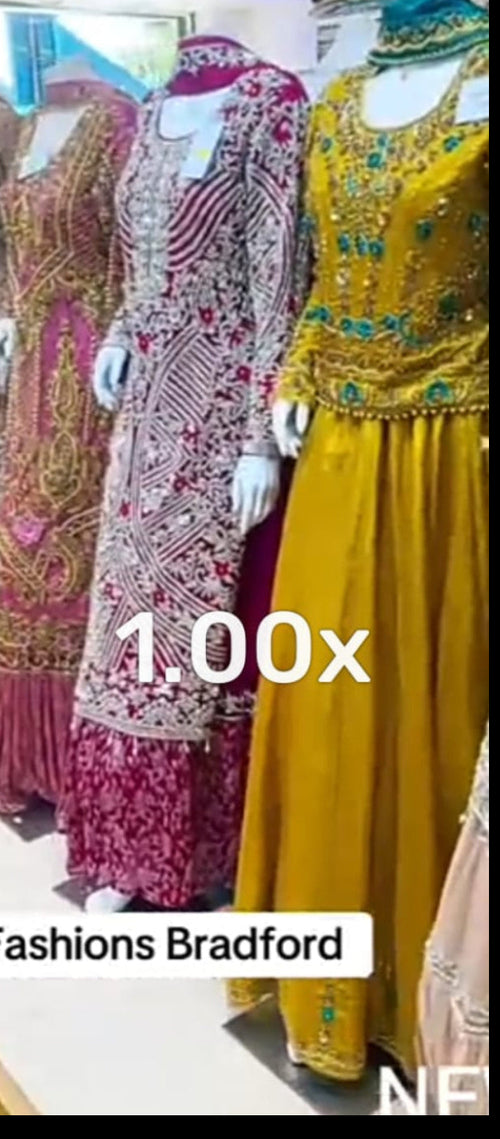 Mustard Golden Heavy Embroidered Lehenga Suit – Front View