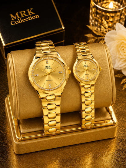 MRK Collection Couple Watch Set - Full Gold in box