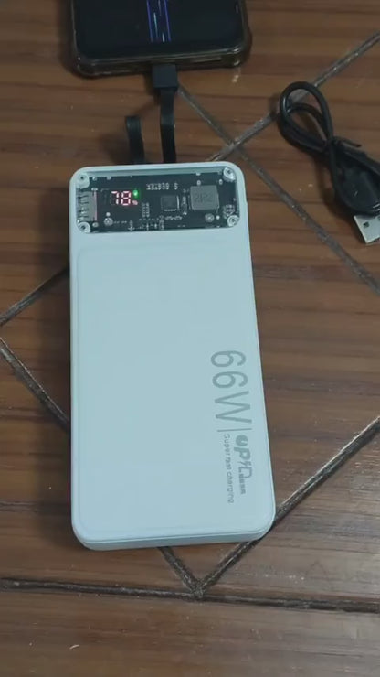 Premium 66W 20,000mAh Power Bank – Built-in Type-C & Lightning Cables – Digital Display – PD Fast Charge