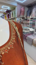 Rust Brown Embroidered Sharara 3-Piece – Formal & Party Wear