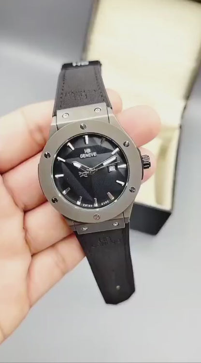 HB Geneve Luxury Watch – Stainless Steel Water Resistant – 4 Colors – Date Display