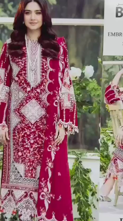 Airjet Lawn 3PC Panel Sequence Embroidered Suit with Lawn Dupatta – 6 Colors (2026)