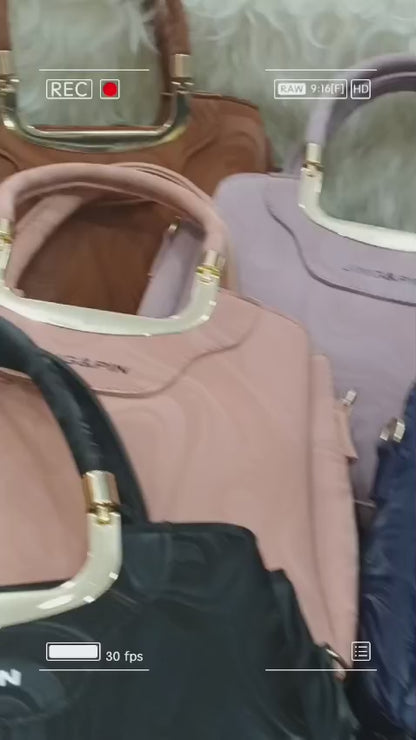 2Pc Premium Handbag Set – Marble Texture | Gold Hardware | Matching Wallet | 8 Colors