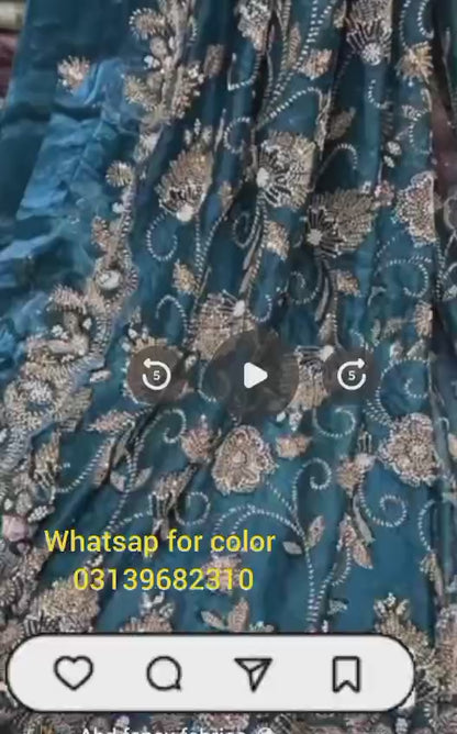 Teal Bridal Lehenga – Heavy Katdana & Zardozi Embroidered 3PC – Wedding Collection 2026