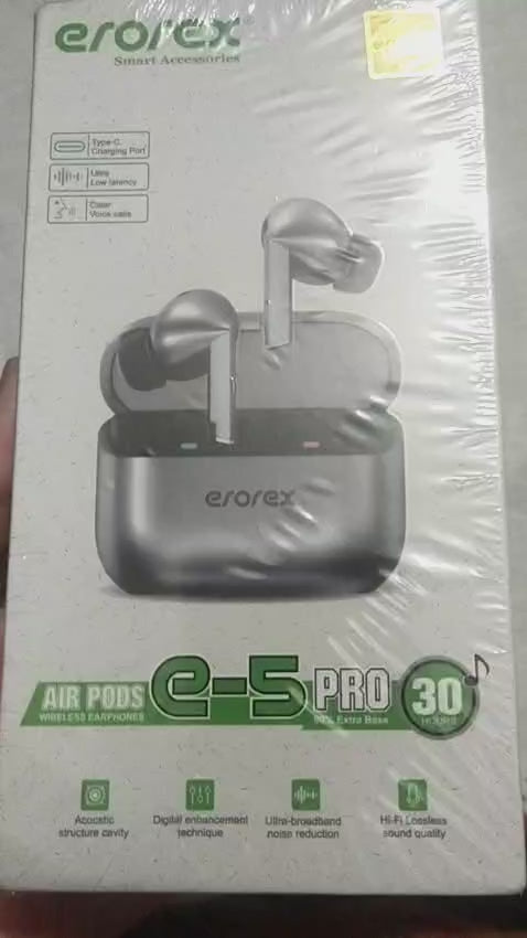Erorex E-5 Pro ANC Wireless Earbuds – 30Hr Playtime | Hi-Fi Sound | Type-C Charging