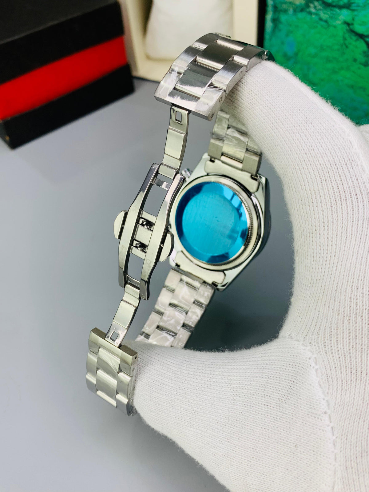 Rainbow Bezel Chronograph Watch - Side View