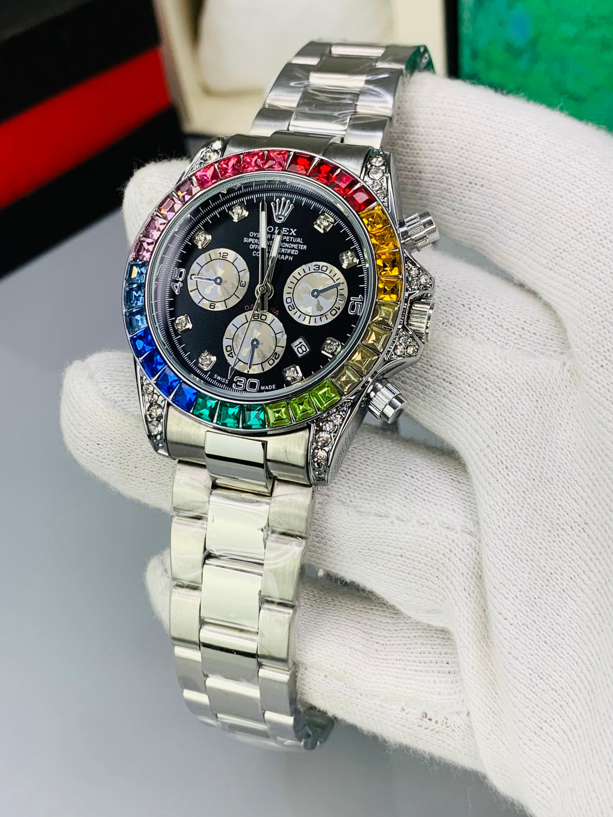 Rainbow Bezel Chronograph Watch - All 3 Variants