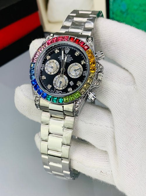Rainbow Bezel Chronograph Watch - All 3 Variants