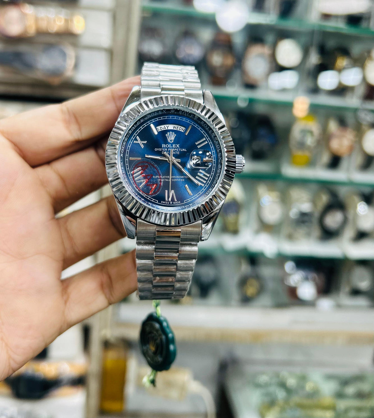 Day-Date Style Watch - White Diamond Dial