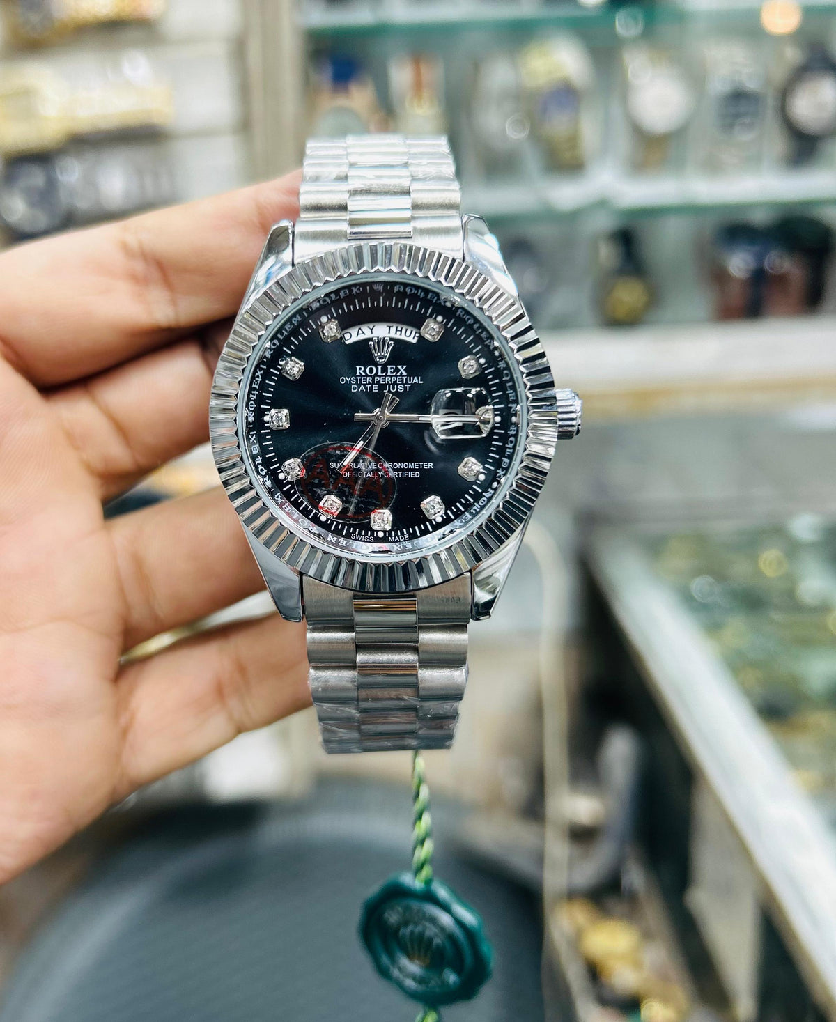 Day-Date Style Watch - Blue Diamond Dial