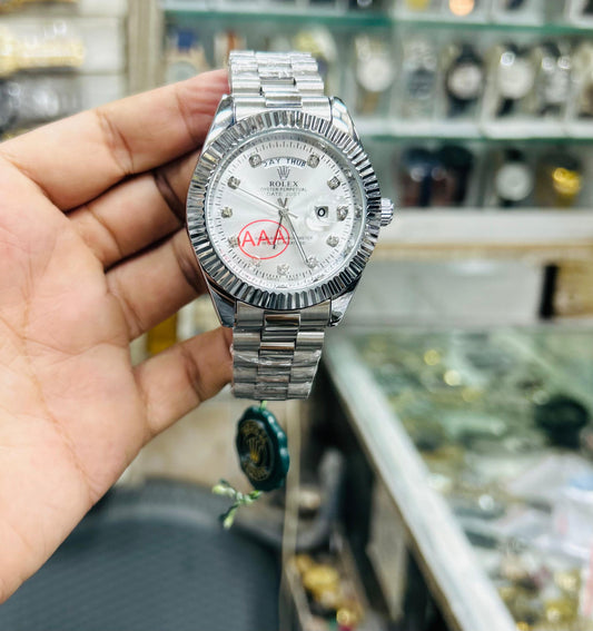 Skeleton Tonneau Watch - Front View Silver