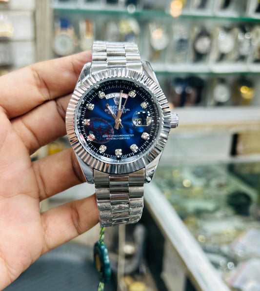 Day-Date Style Watch - Green Diamond Dial