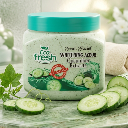 Eco Fresh Apricot Extracts Fruit Facial Whitening Scrub jar