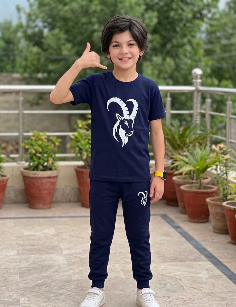 Kids Markhor Track Suit Navy Blue Front