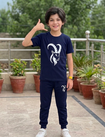 Kids Markhor Track Suit Navy Blue Front