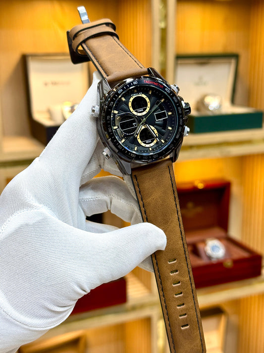 Dual Display Sports Watch - Black Strap Front