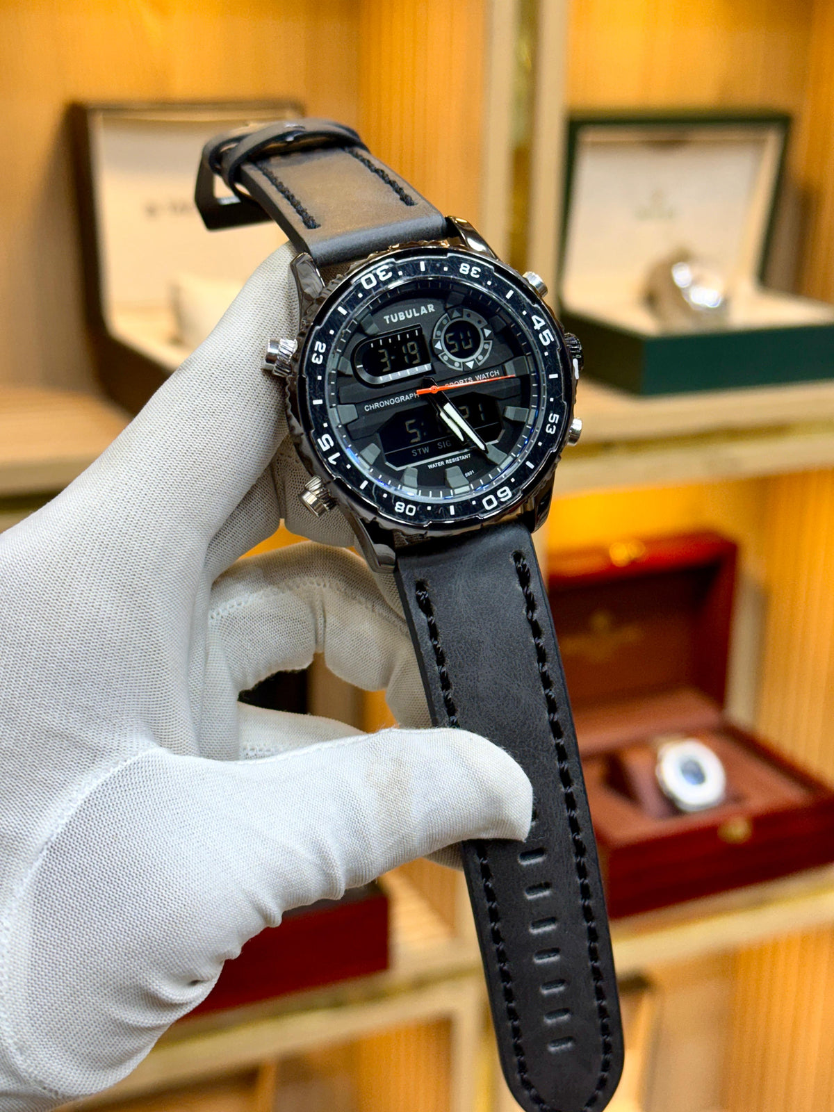 Dual Display Sports Watch - Tachymeter Bezel Brown