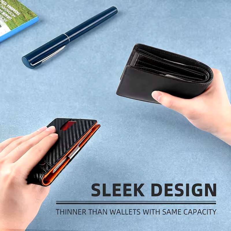 Slim carbon fiber wallet sleek design comparison thinner than regular wallet