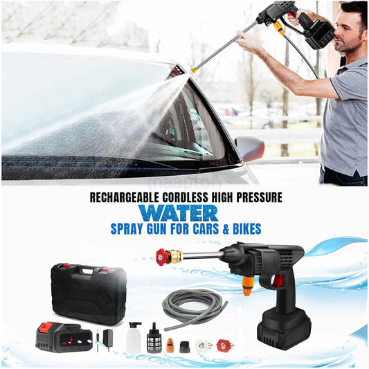 Rechargeable Cordless High Pressure Water Spray Gun - Full Kit with Box Packing