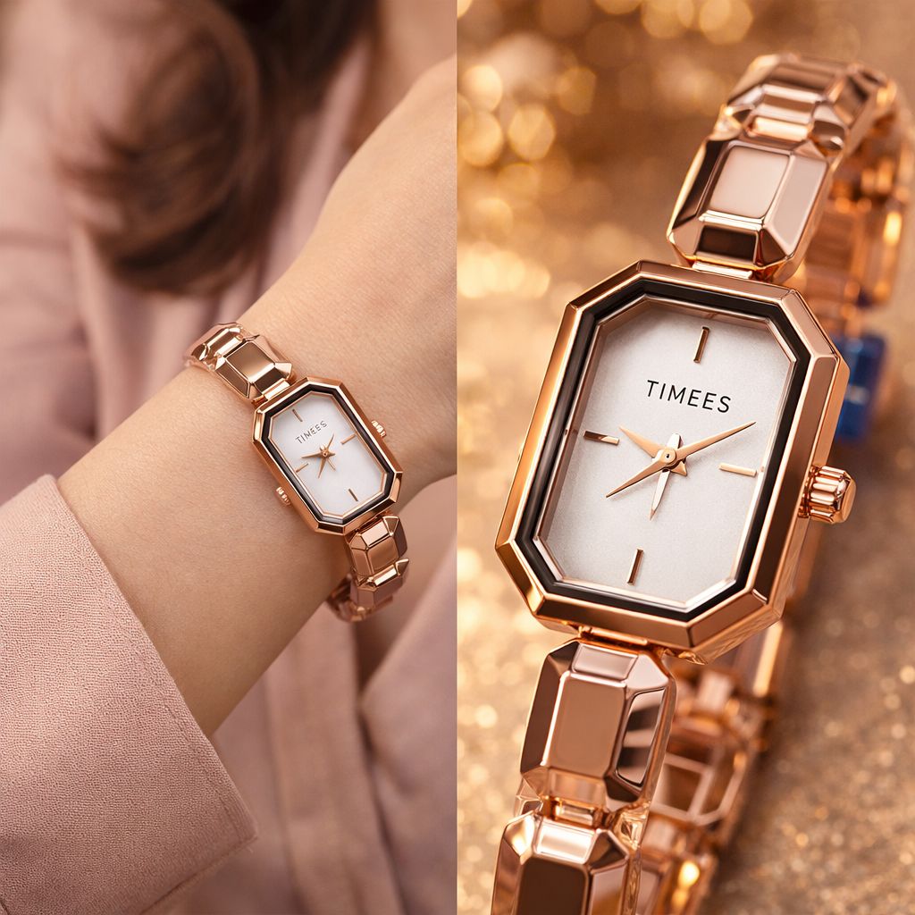 Timees Ladies Octagonal Bracelet Watch - Multiple Colorways Flat Lay